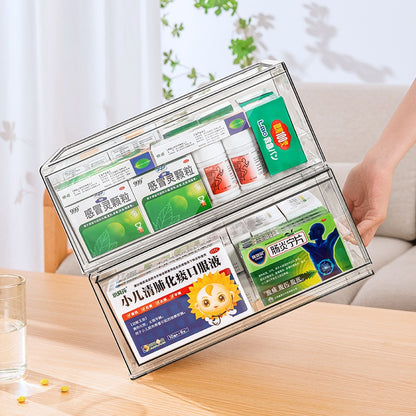 <Buy 3 Free 1> Premium Acrylic Medicine box family drawer type large capacity multi-layerem ergency First Aid Box Kit Japanese house