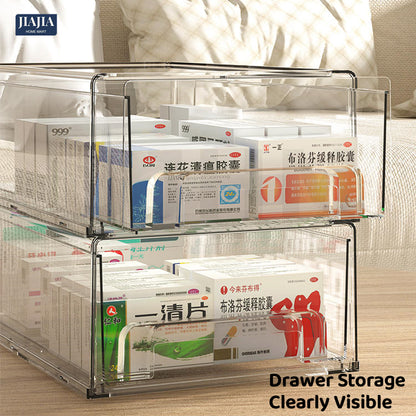 <Buy 3 Free 1> Premium Acrylic Medicine box family drawer type large capacity multi-layerem ergency First Aid Box Kit Japanese house