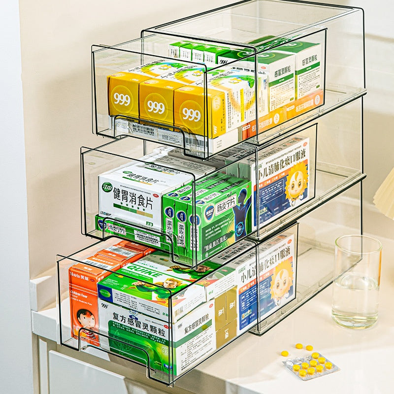 <Premium Acrylic> Medicine box family drawer type large capacity multi-layerem ergency First Aid Box Kit Japanese house