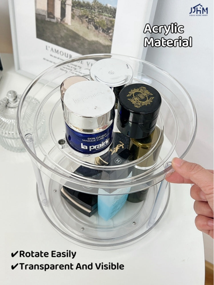 360 Degree Rotating Fashion Acrylic Transparent Cosmetic Storage Box Desktop Dressing Table