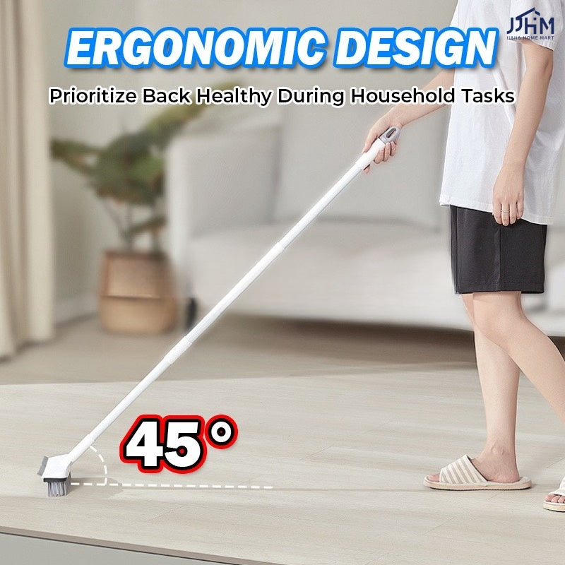 Flat Floor Brush Hard Bristle Bathroom Long Handle Cleaning Floor Carpet Toilet Brush, Floor Brush Scraper No Dead Corner