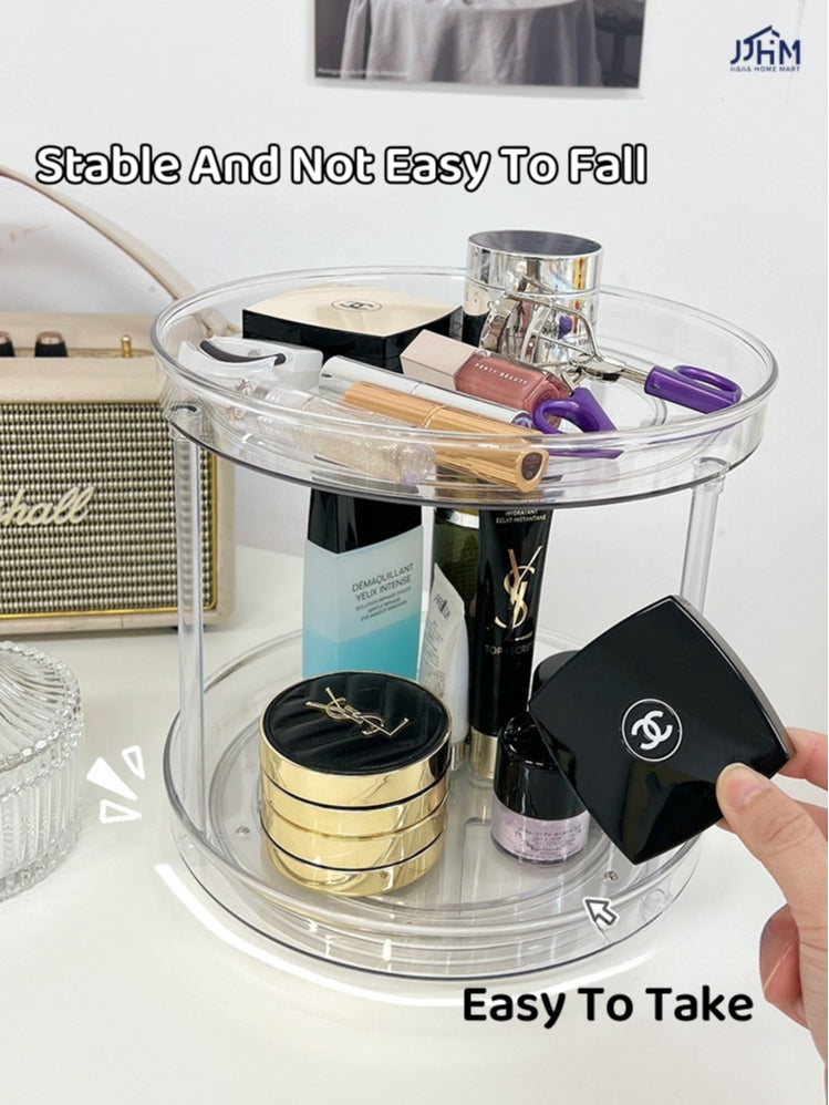 360 Degree Rotating Fashion Acrylic Transparent Cosmetic Storage Box Desktop Dressing Table