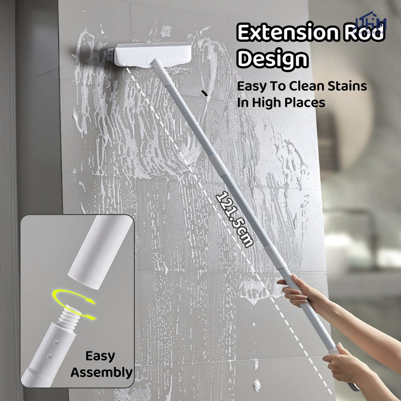 Flat Floor Brush Hard Bristle Bathroom Long Handle Cleaning Floor Carpet Toilet Brush, Floor Brush Scraper No Dead Corner