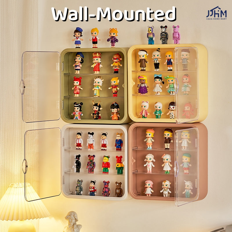 Doll Toy Display Storage Box Wall-Mounted Magnetic Transparent Dustproof Cabinet Organizer Display Case