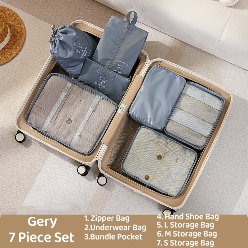 7Pcs Waterproof Travel Luggage Organiser Packing Cube Storage