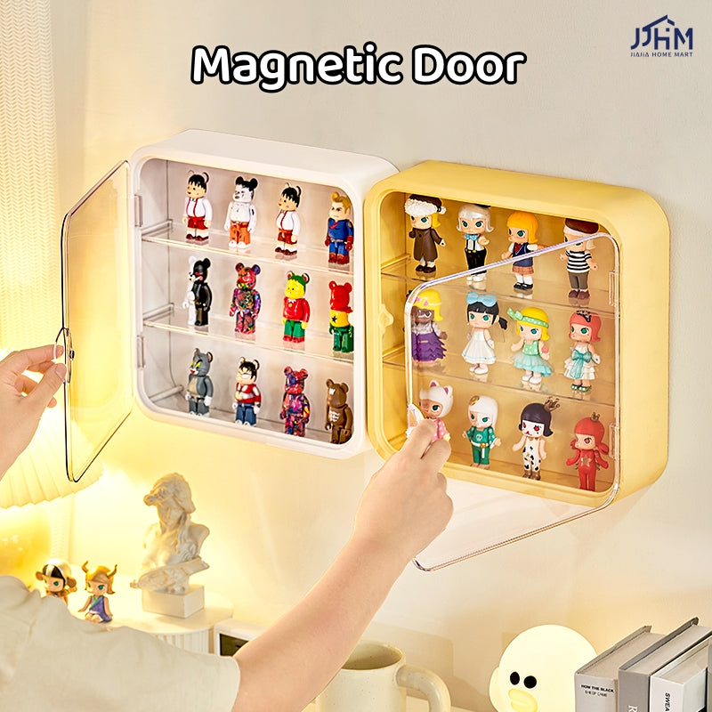 Doll Toy Display Storage Box Wall-Mounted Magnetic Transparent Dustproof Cabinet Organizer Display Case