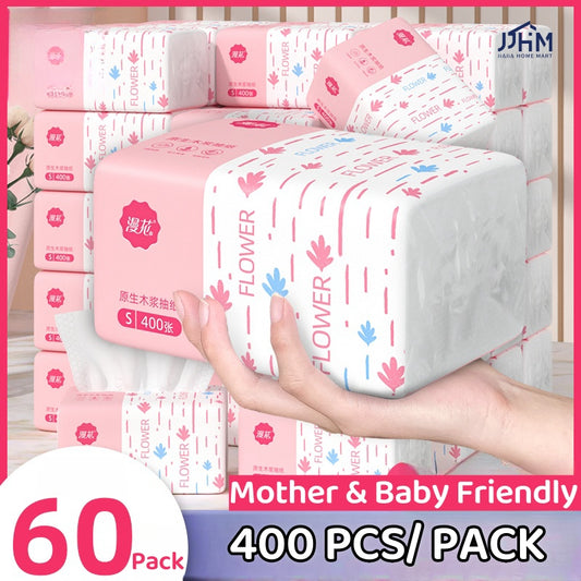 Tissue Paper 5 Ply Thickened 400 Sheets Toilet Paper Tissue Kleenex Tissue Large Toilet Roll Drawer Paper