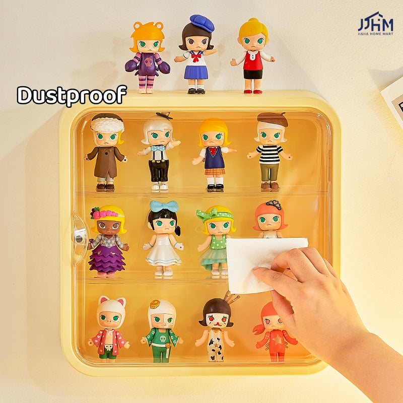 Doll Toy Display Storage Box Wall-Mounted Magnetic Transparent Dustproof Cabinet Organizer Display Case