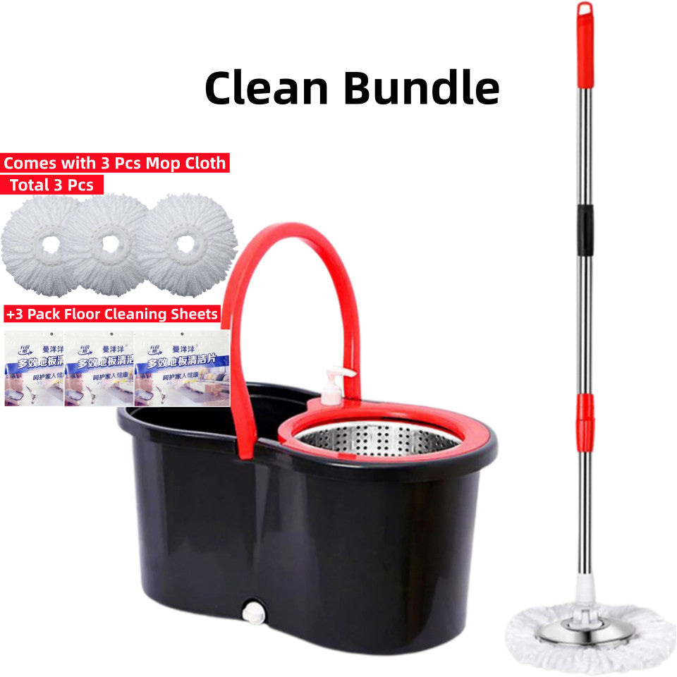 <2026 Upgraded> Microfiber Spin Mop & Bucket Set Self Cleaning Spin Round Flat Mop With Bucket Spin Rinse Dry