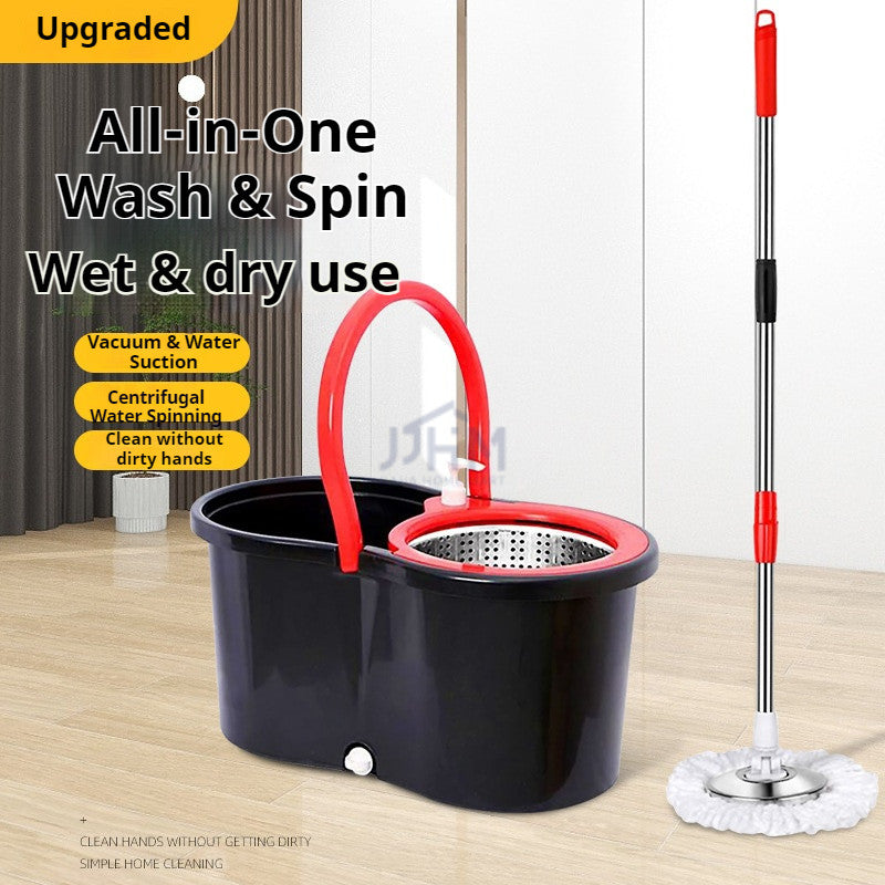 <2026 Upgraded> Microfiber Spin Mop & Bucket Set Self Cleaning Spin Round Flat Mop With Bucket Spin Rinse Dry