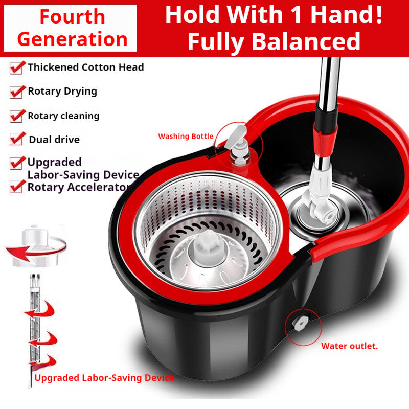<2026 Upgraded> Microfiber Spin Mop & Bucket Set Self Cleaning Spin Round Flat Mop With Bucket Spin Rinse Dry