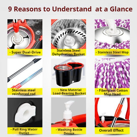 <2026 Upgraded> Microfiber Spin Mop & Bucket Set Self Cleaning Spin Round Flat Mop With Bucket Spin Rinse Dry