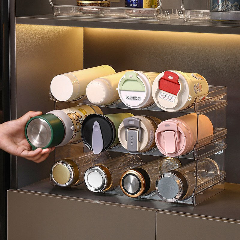 SG Acrylic Multi-Layer Water Bottle/Thermos/Sports Cup Holder Holder Cup Holder Wine Rack Kitchen Storage Holder Stacke