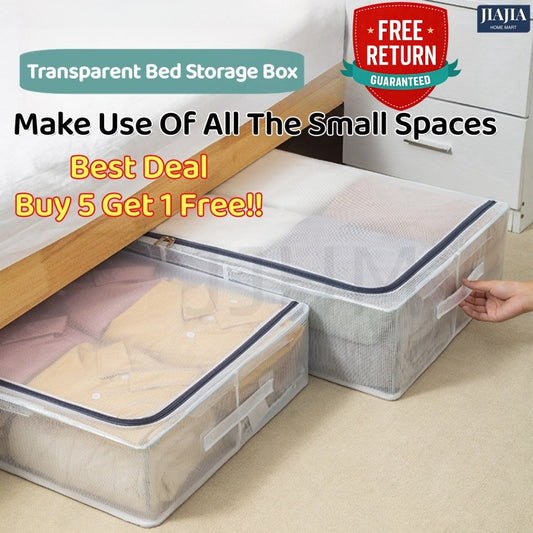 <Buy 5 Free 1> SG Seller Transparent Thickened folding bed bottom steel frame box fabric quilt storage large toy clothes