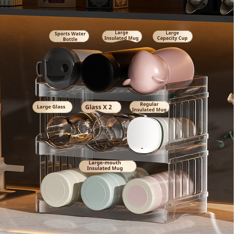 SG Acrylic Multi-Layer Water Bottle/Thermos/Sports Cup Holder Holder Cup Holder Wine Rack Kitchen Storage Holder Stacke