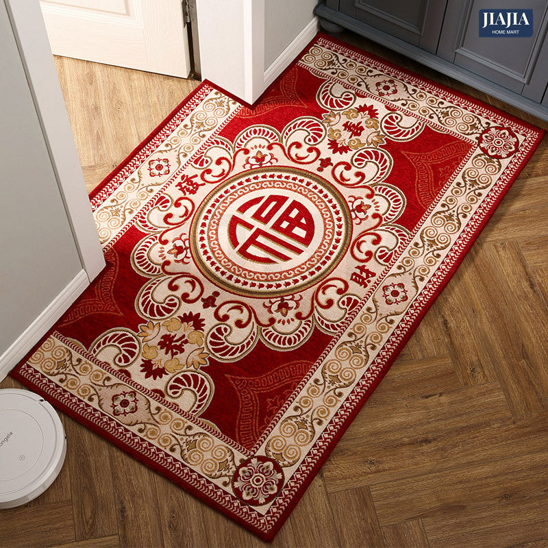 Entrance door New Year floor mat red festive door mat home bedroom door anti-slip carpet gift home decoration