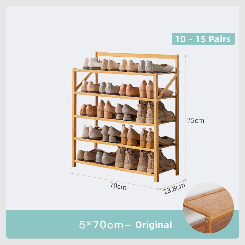 Installation Free Foldable Bamboo Shoe Rack Storage Shelves Organization