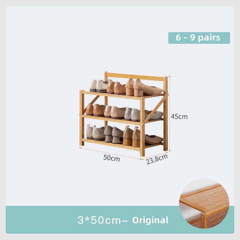 Installation Free Foldable Bamboo Shoe Rack Storage Shelves Organization