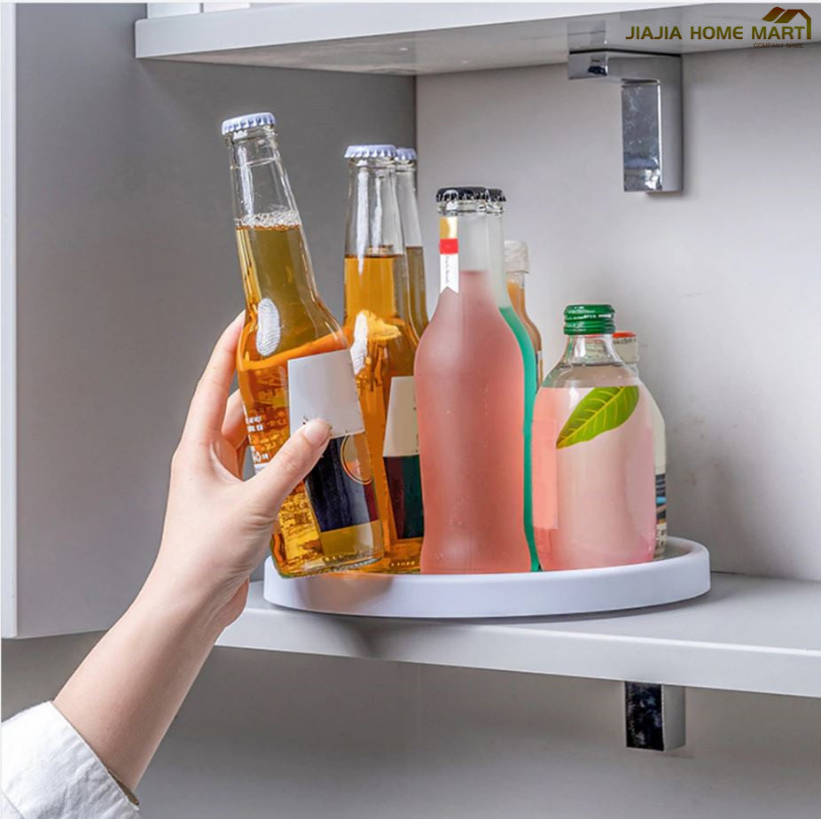 360 Rotating Kitchen Storage Rack Condiments Sauce Tray