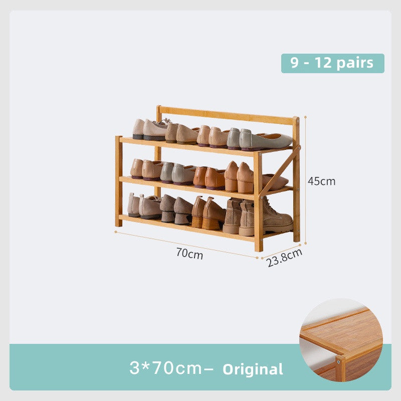 Installation Free Foldable Bamboo Shoe Rack Storage Shelves Organization