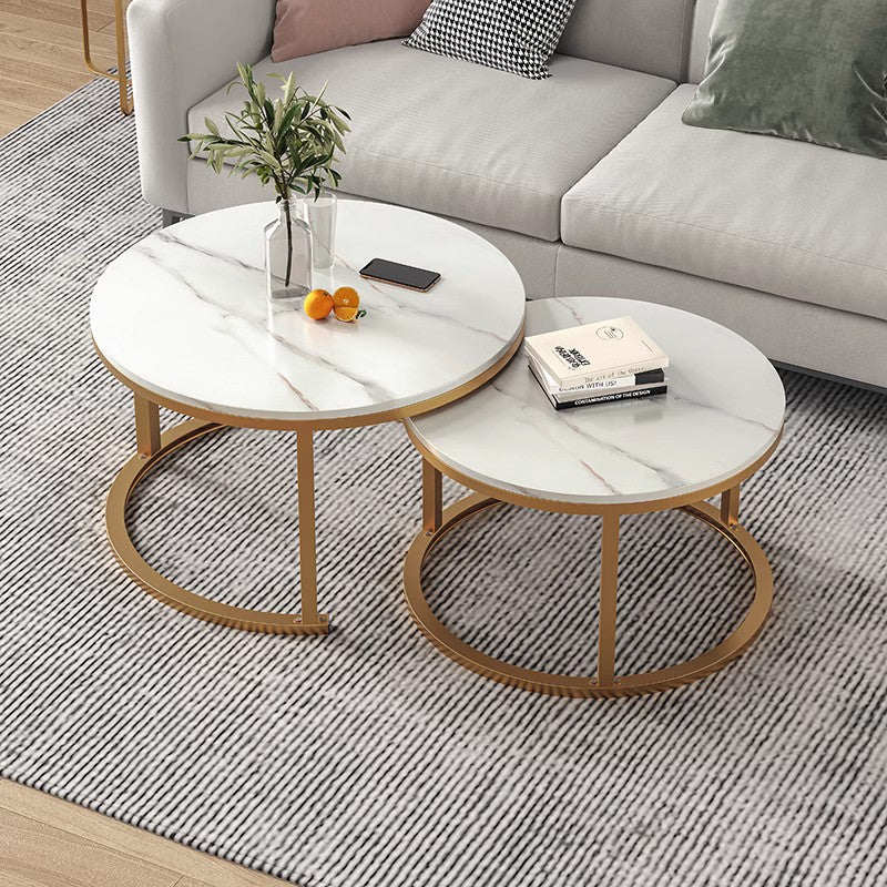 The Furniture Store 2 in 1 Nordic Coffee Table Modern Living Room Table Twin 2pcs Set Round Table