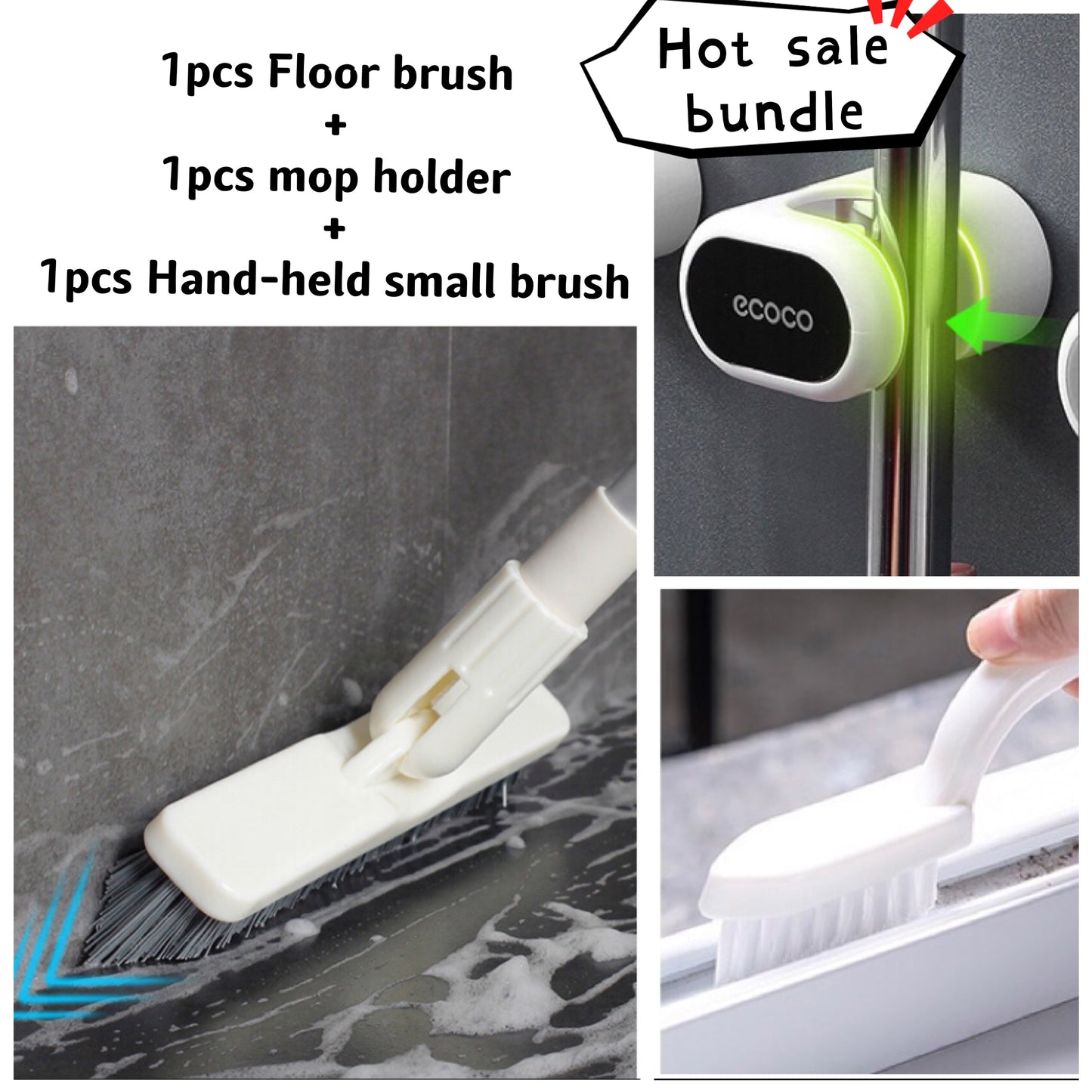 Retractable V-Shaped Floor Brush for Gap Cleaning with Strong Bristle