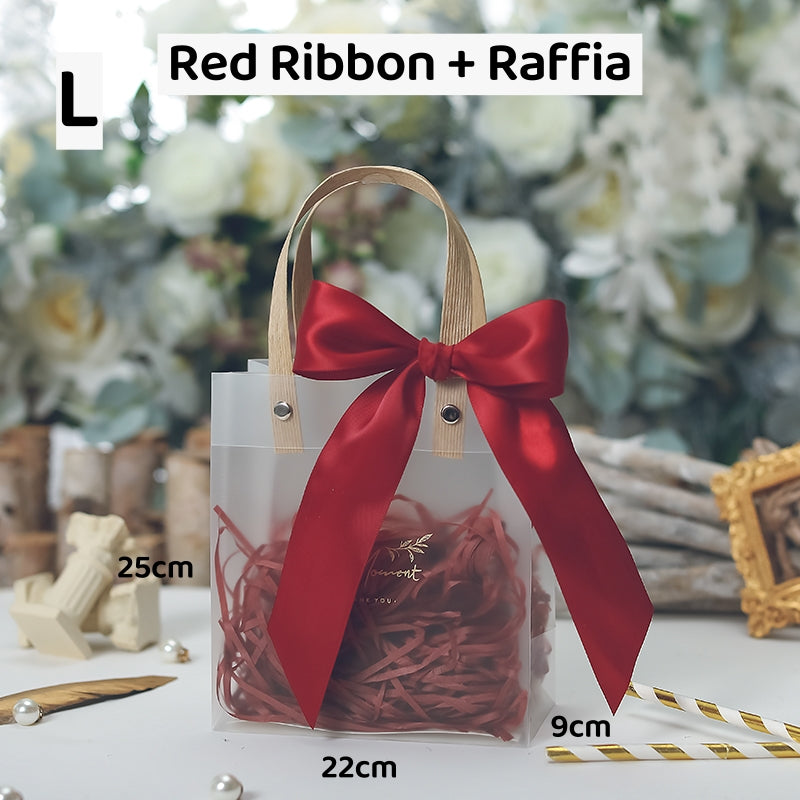 Gift Bag with Ribbon and Raffia Door Gift Bag Thank You Bag Birthday Bag Gift Bag for Wedding and Party Day Teachers' Day