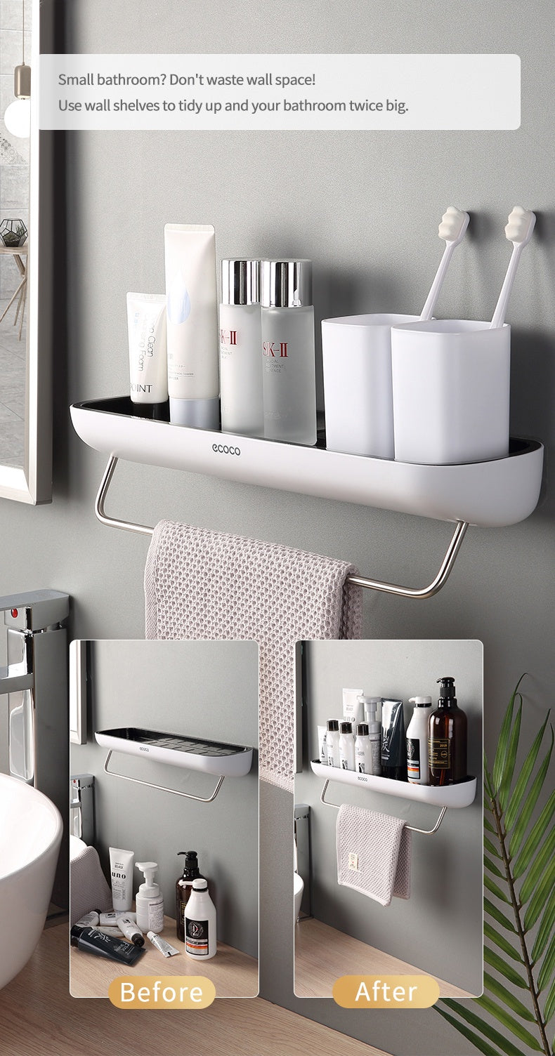 Wall Mounted Bathroom Storage Shelf Rack for Shampoo Bottles Organizer