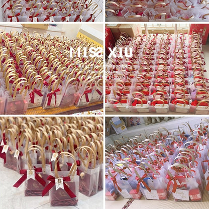 Wedding Gift Bag with Ribbon and Raffia Door Gift Bag Thank You Bag Birthday Bag Gift Bag for Wedding and Party Day Teachers' Day