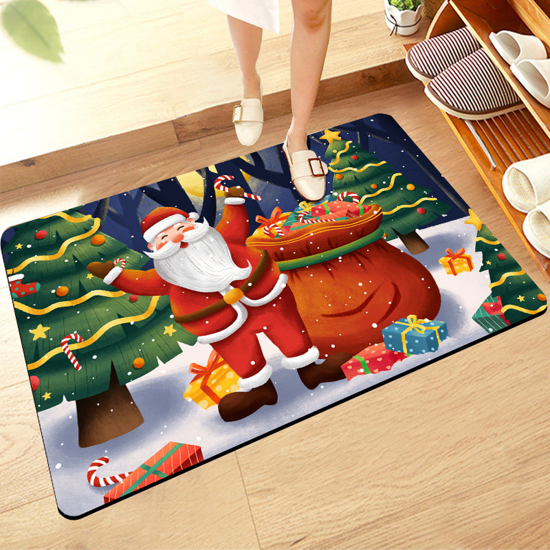 Merry Christmas decoration floor mat carpet Cartoon Santa Claus home floor mat cute home living room