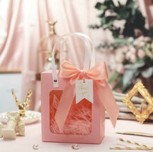 Load image into Gallery viewer, Portable gift bag Christmas birthday small gift bag souvenir transparent paper bag packaging box withraffia/ribbons
