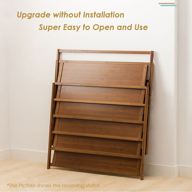 Installation Free Foldable Bamboo Shoe Rack Storage Shelves Organization