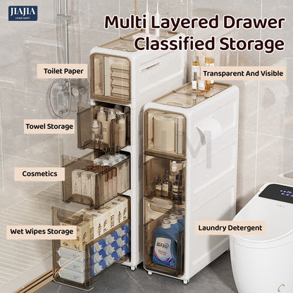 [NO NEED INSTALL] SG 2/3|4 Tier Drawers Slim Storage Cabinet Bathroom Storage Cabinet/Kitchen/Living Room/Space Saving Gap Cabinet
