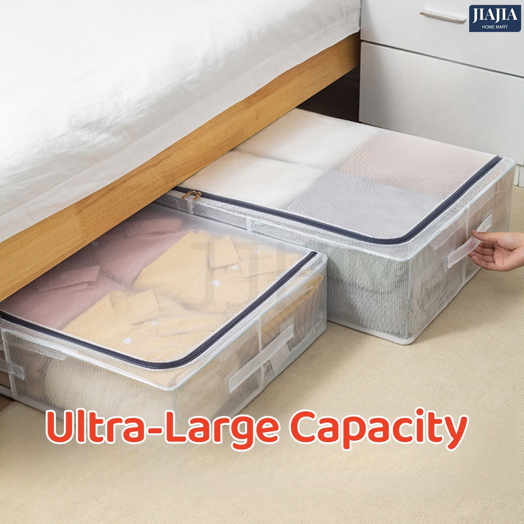 Transparent Thickened Steel Frame Folding bed bottom receiving box fabric household quilt storage box large toy clothes storage box