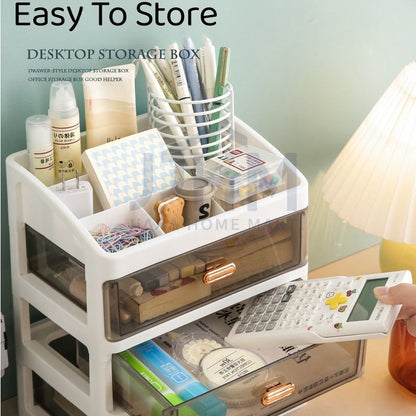 4 Tier Desktop Organiser Stationery Drawer Desk Organizer Makeup Storage Box Dressing Table Cosmetic Storage Box