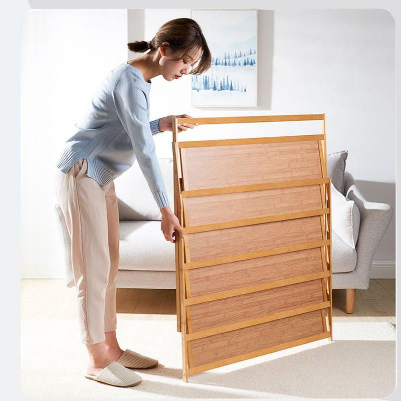 Installation Free Foldable Bamboo Shoe Rack Storage Shelves Organization