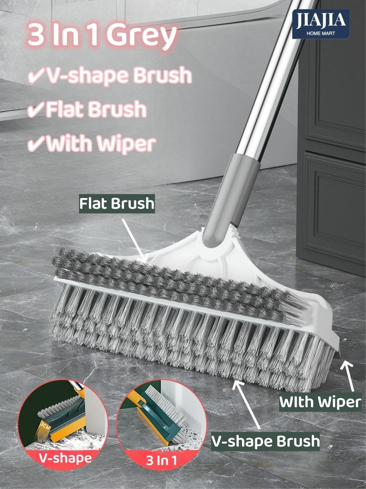 3 In 1 Floor Brush, Bathroom Brush, Seam Brush, Tile Long Handle, Wall Washing, Toilet Cleaning