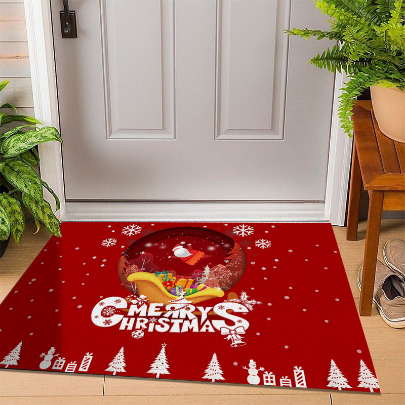 Merry Christmas decoration floor mat carpet Cartoon Santa Claus home floor mat cute home living room