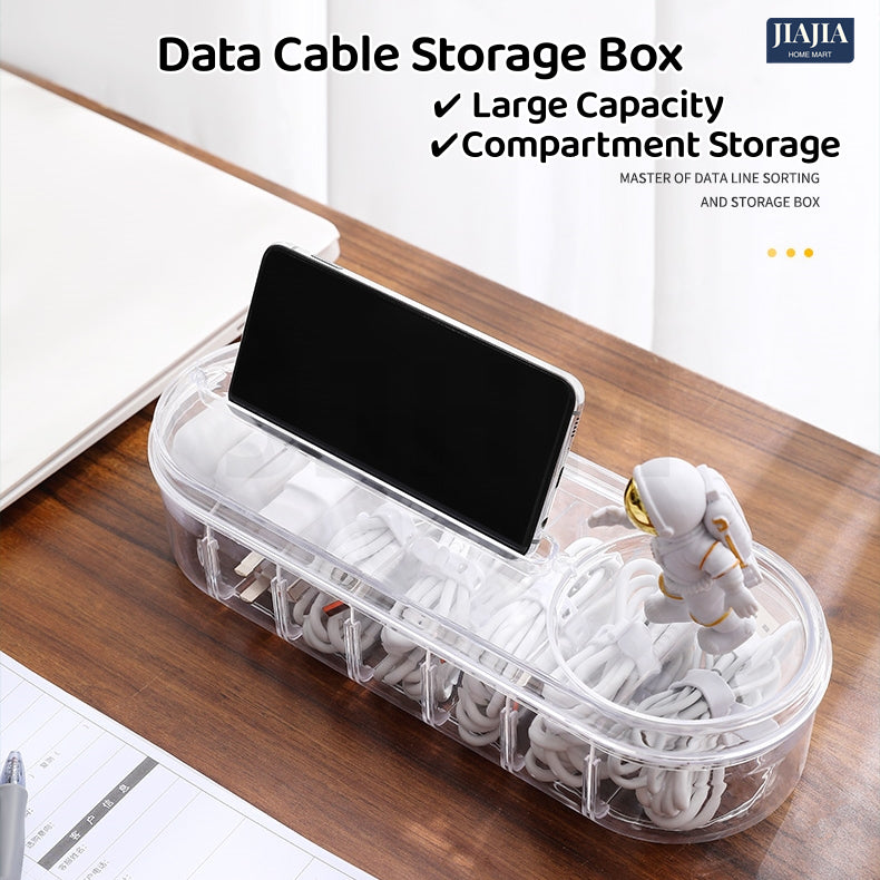 Stackable Usb Cable Management Box Mobile Phone Holder Headphone Cable Charger Storage Case Drawer Desktop Double Layer Transparent