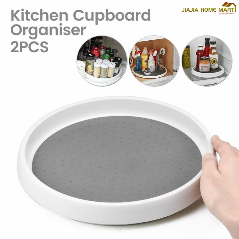 360 Rotating Kitchen Storage Rack Condiments Sauce Tray