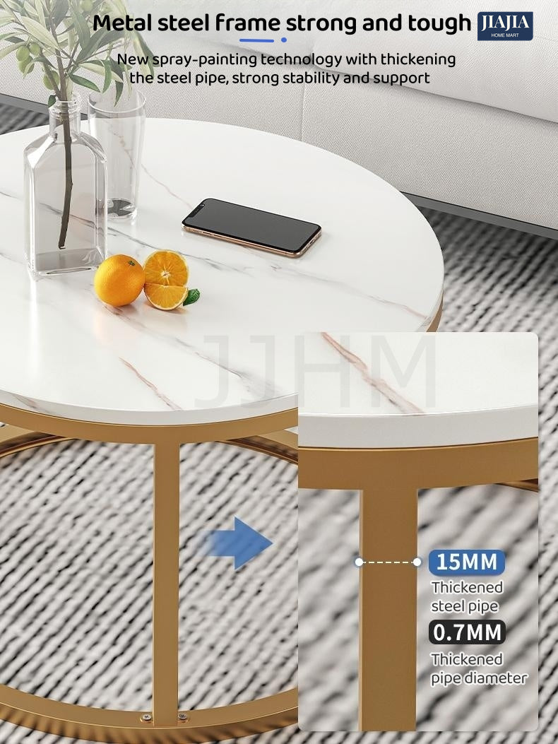 The Furniture Store 2 in 1 Nordic Coffee Table Modern Living Room Table Twin 2pcs Set Round Table