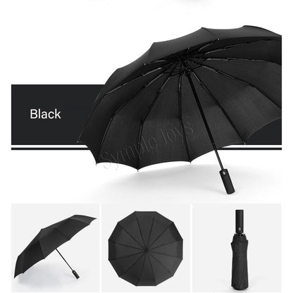 12 Ribs Automatic Umbrella Super Windproof Large Umbrella Auto Open Close