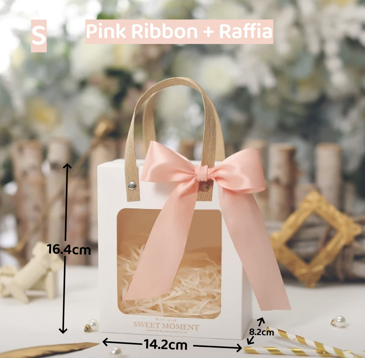 Portable gift bag Christmas birthday small gift bag souvenir transparent paper bag packaging box withraffia/ribbons