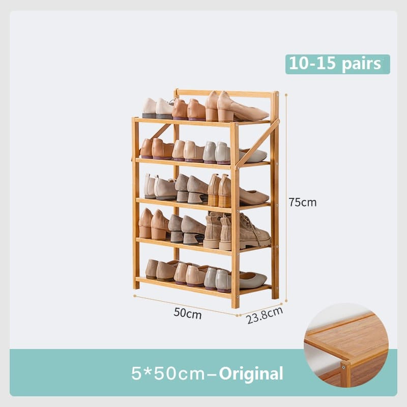 Installation Free Foldable Bamboo Shoe Rack Storage Shelves Organization