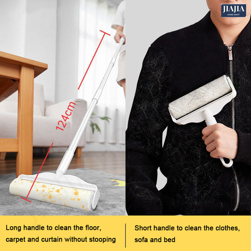 Lint Broom Roller Retractable Dust Hair Remover with Paper Refill