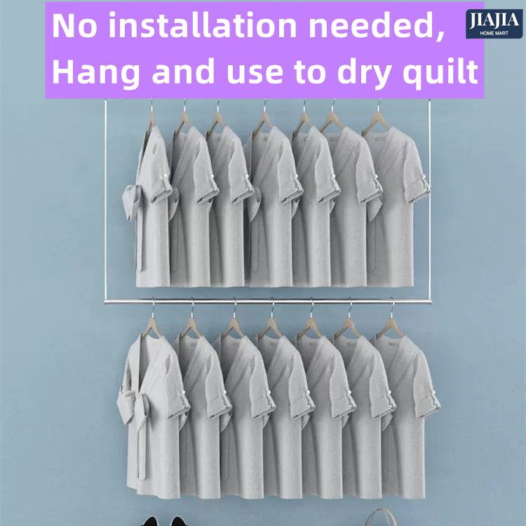 No Installation Telescopic Cloth Laundry Rail Rod Adjustable Height & Length