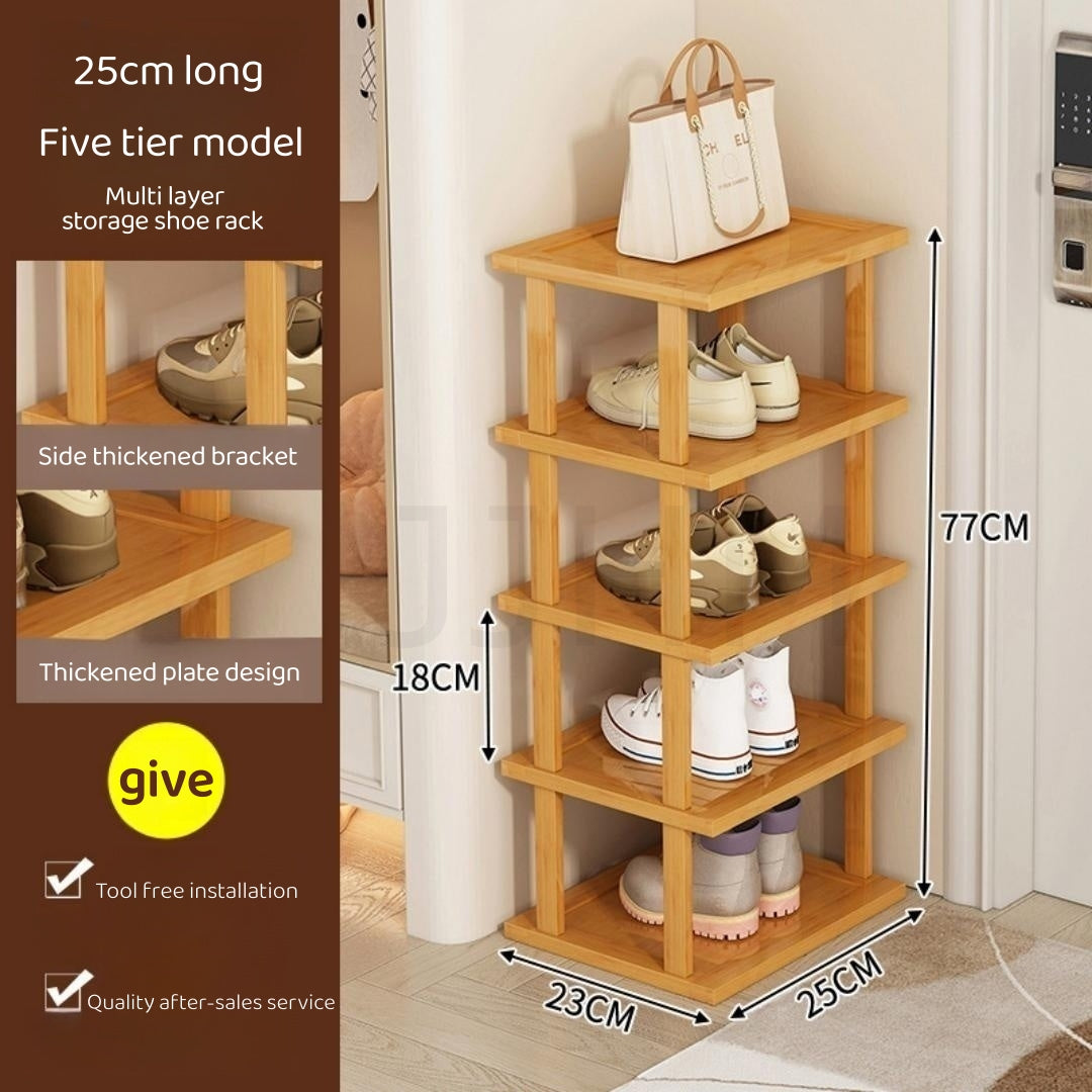 DIY Stackable Shoe Rack Multi-Layer Storage Free Combination Outdoor Bamboo Wooden Cabinet Organizer Storag Shelf