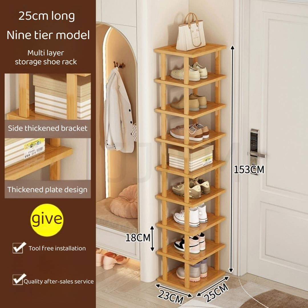 DIY Stackable Shoe Rack Multi-Layer Storage Free Combination Outdoor Bamboo Wooden Cabinet Organizer Storag Shelf