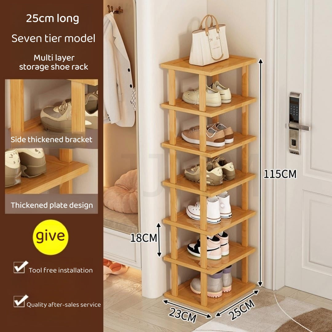 DIY Stackable Shoe Rack Multi-Layer Storage Free Combination Outdoor Bamboo Wooden Cabinet Organizer Storag Shelf