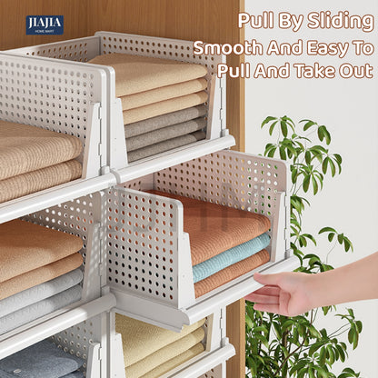 Foldable Wardrobe Organiser Stackable Storage Desk Table Drawer Box Clothes Organizer Plastic Container Basket